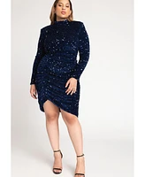 Eloquii Women's Plus Size Ruched Sequin Dress