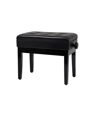 Slickblue Adjustable Wooden Piano Bench Stool with Sheet Music Storage Black