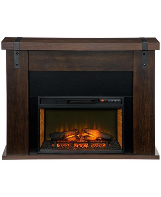 Homcom 35" Electric Fireplace with Mantel, Freestanding Fireplace Heater with Remote