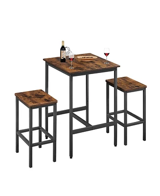 Simplie Fun Industrial Style Bar Table Set with 2 Chairs