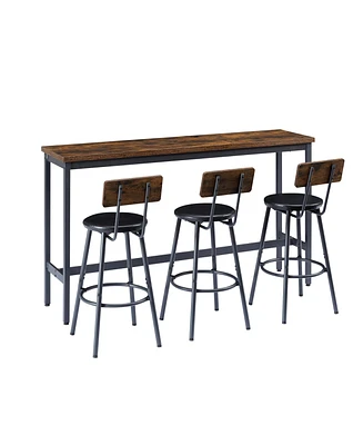 Streamdale Furniture Industrial 3-Piece Bar Table Set with Upholstered Stools