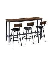 Streamdale Furniture Industrial 3-Piece Bar Table Set with Upholstered Stools