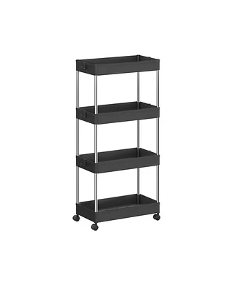 Slickblue 4-Tier Slide Out Storage Cart, Slim Rolling Cart on Wheels, Narrow Shelf