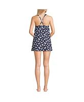 Lands' End Women's Chlorine Resistant High Neck Swim Dress One Piece Swimsuit