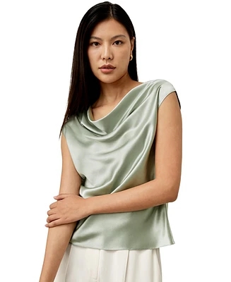 Silk Charmeuse Cowl Neck Top for Women