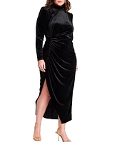 Eloquii Plus Mock Neck Velvet Dress With Slit