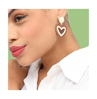 Sohi Women's Gold Block Heart Drop Earrings