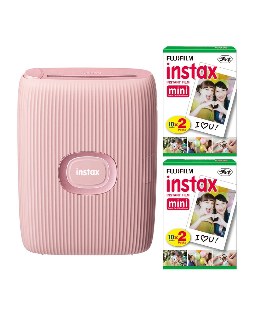 Fujifilm Instax Mini Link2 Smartphone Printer (Pink) and Film Pack (40 Sheets)