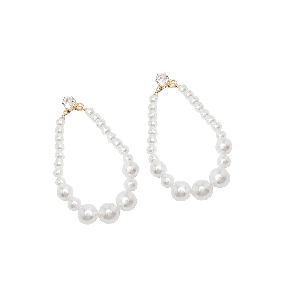 Sohi Women's Gold Snowball Teardrop Drop Earrings