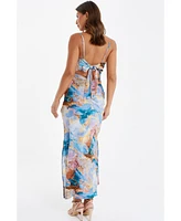 Quiz Women's Marble Cowl Tie Back Maxi Dress