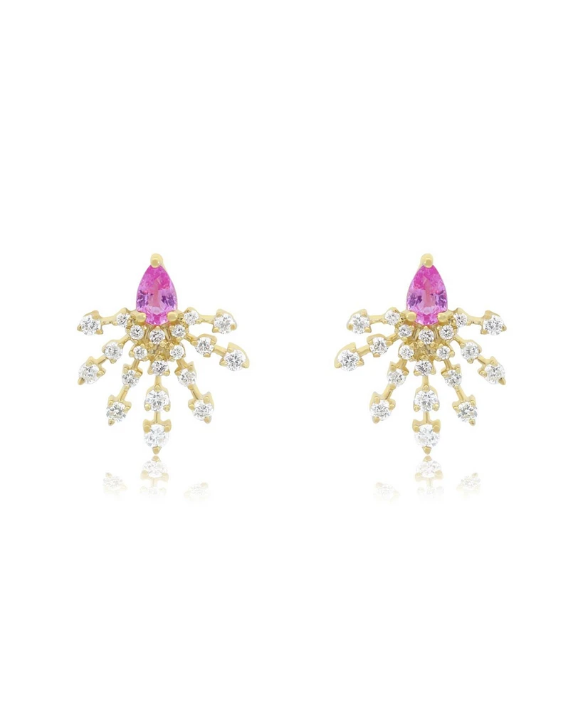 The Lovery Pink Sapphire and Diamond Burst Earrings