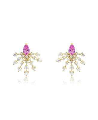 The Lovery Pink Sapphire and Diamond Burst Earrings