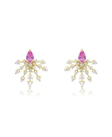 The Lovery Pink Sapphire and Diamond Burst Earrings