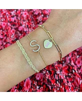 The Lovery Braided Matte Herringbone Bracelet 14K Gold