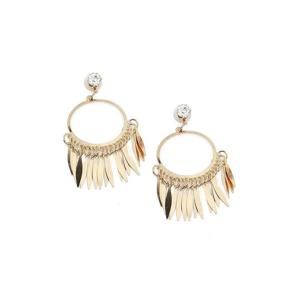 Sohi Women's Gold Foliage Drop Earrings