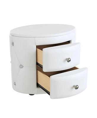 Simplie Fun Elegant Fully Assembled Nightstand with Crystal Handle and 2 Drawers