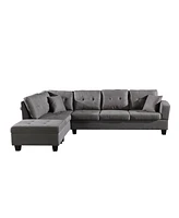 Simplie Fun Fabric Left Chaise Living Room Sofa Set With Storage Ottoman