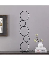 Streamdale Furniture 38.5" In Else Nordic 5-Ring Shaped Matte Black Led Metal Table Lamp