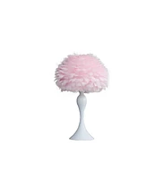 Simplie Fun 18.25"In Soft Pink Feather Aquina Crisp White Contour Glam Table Lamp