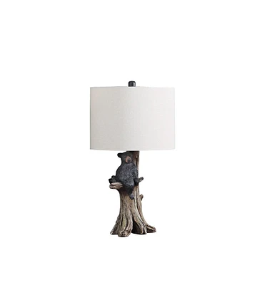 Streamdale Furniture 24.75" In Black Bear On A Tree Polyresin Table Lamp