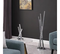 48.75" In Carina Modern 5 Acrylic Upright Legs Stix Led Silver Metal Floor Lamp