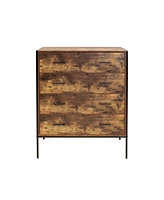 Streamdale Furniture Rustic Brown 4 Drawer Dresser with Steel Frame