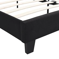 King Size Upholstered Platform Bed Frame in Black