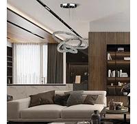 Adjustable Height Crystal Chandelier with Led Dimmer