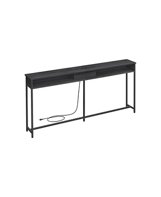 Slickblue Narrow Console Table With 2 Outlet And Usb Ports