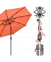 Yescom 3 Tier Patio Umbrella with Solar Powered Led Crank Tilt Button