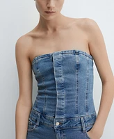 Mango Women's Strapless Denim Jumpsuit