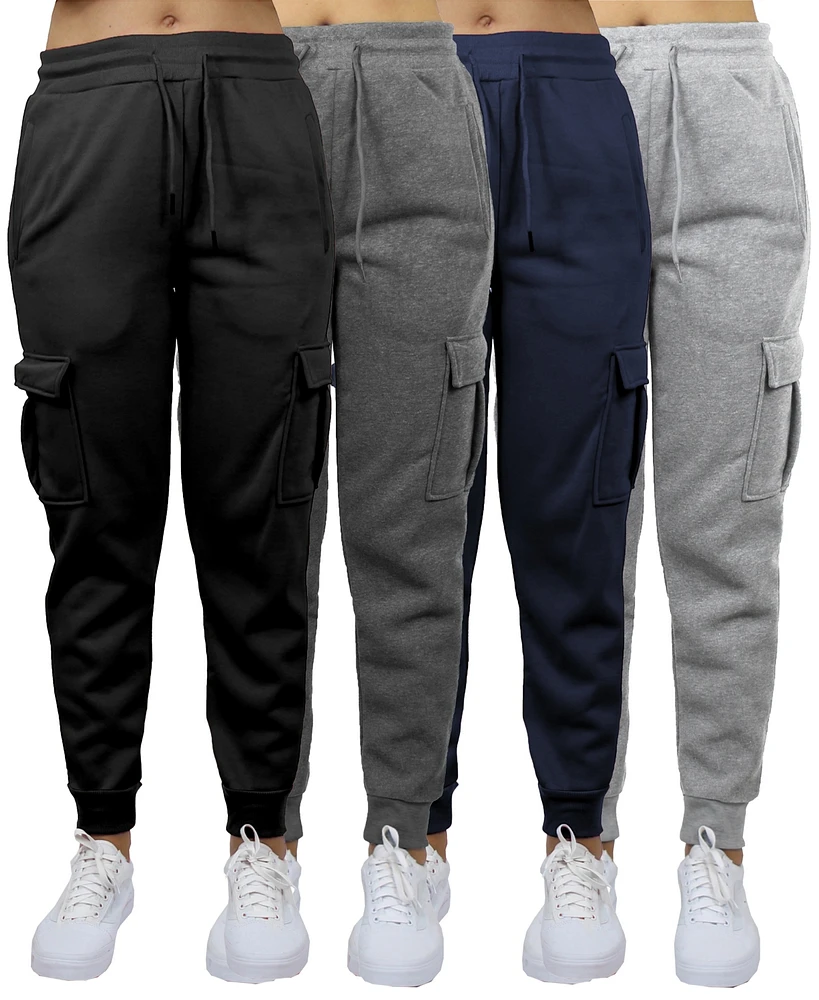 Carol Vee Women's Heavyweight Loose Fit Fleece-Lined Cargo Jogger Pants-4PK