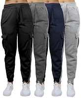 Carol Vee Women's Heavyweight Loose Fit Fleece-Lined Cargo Jogger Pants-4PK