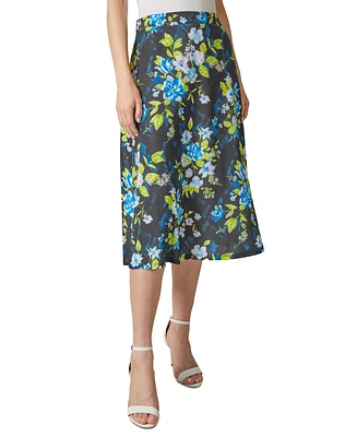 Kasper Petite Floral Flared Pull-On Midi Skirt