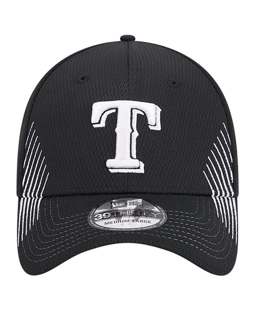 New Era Men's Black Texas Rangers Active Dash Mark 39THIRTY Flex Hat