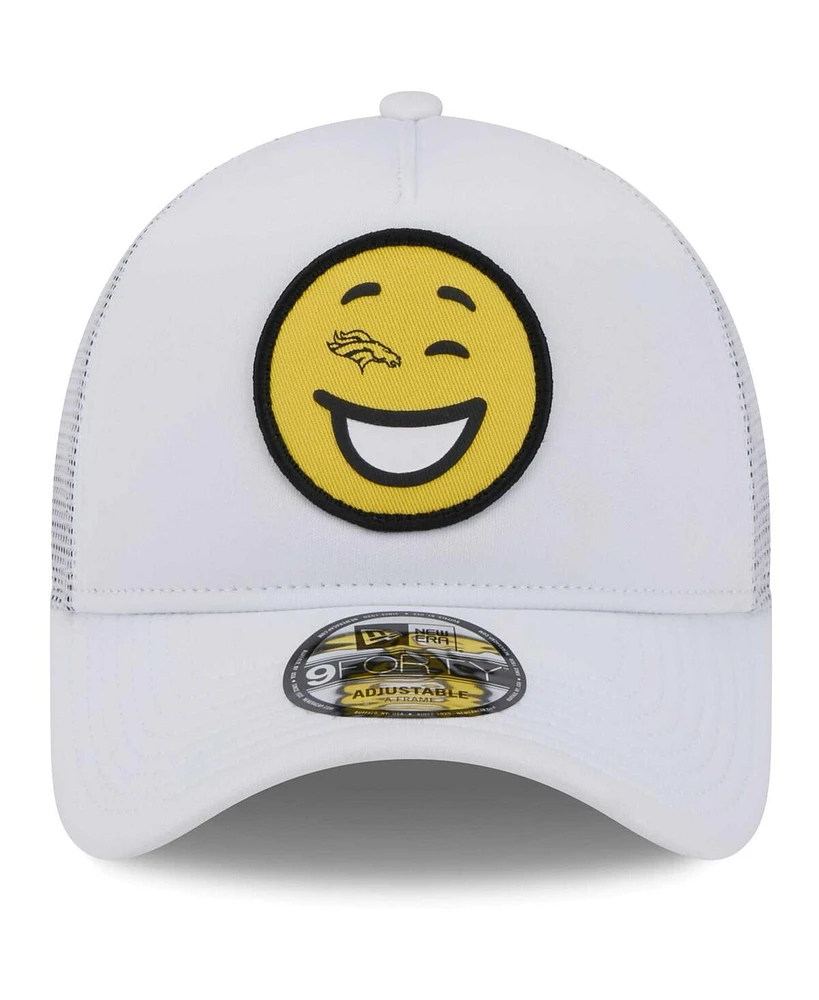 New Era Men's White Denver Broncos Happy A-Frame Trucker 9FORTY Snapback Hat