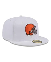 New Era Men's White Cleveland Browns Omaha 59FIFTY Fitted Hat