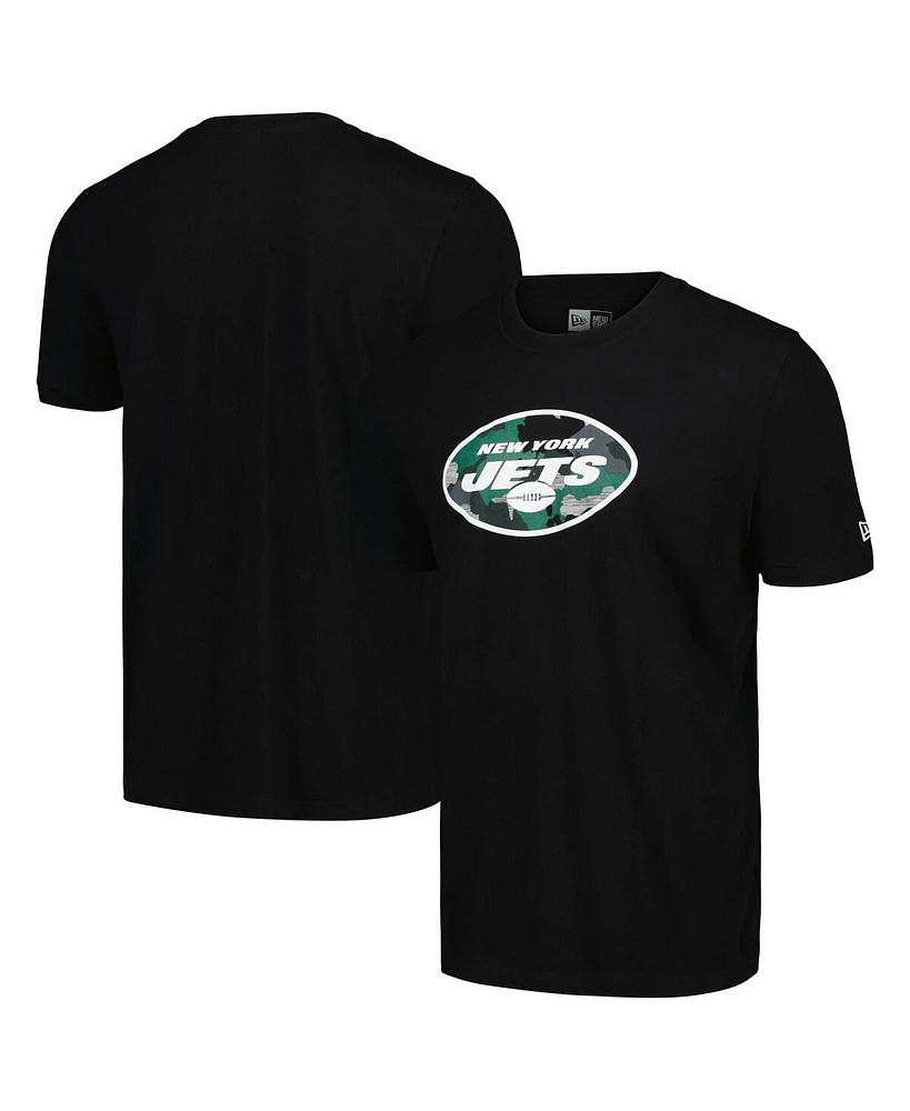 New Era Men's Black New York Jets Camo Logo T-Shirt