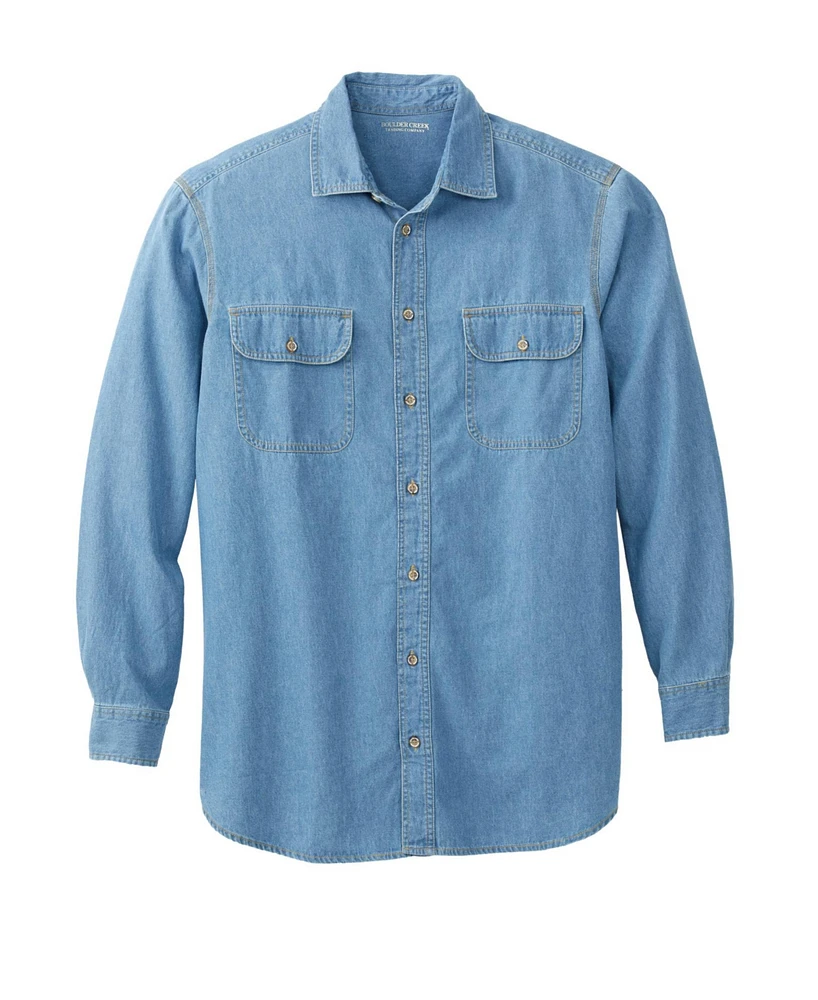 Boulder Creek Big & Tall by KingSize Long Sleeve Denim And Twill Shirt