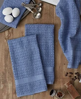Design Imports Basic Terry Collection Waffle Dishtowel Set, 15x26", Solid Stonewash Blue, 4 Piece
