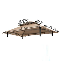 8x5FT Grill Gazebo Replacement Canopy, Double Tiered Bbq Tent Roof Top Cover