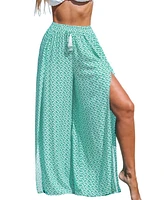Cupshe Women's Green Ditsy Tassel Tie Wide Leg Pants
