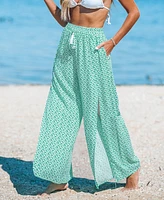 Cupshe Women's Green Ditsy Tassel Tie Wide Leg Pants