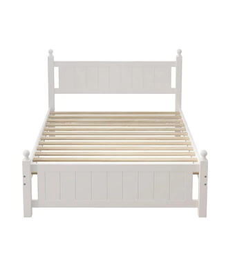 Streamdale Furniture Full Size Solid Wood Platform Bed Frame For Kids, Teens, Adults, No Need Box Spring