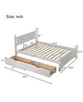 Streamdale Furniture Solid Wood Platform Bed Frame with 2 Drawers