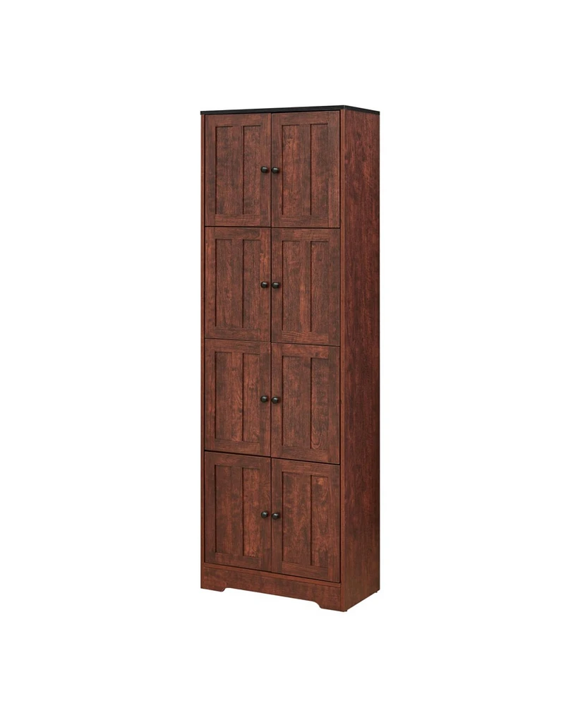 Streamdale Furniture 4-Door Walnut Cabinet for Living Room, Kitchen, Office