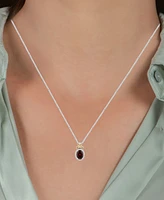 Garnet (1-1/20 ct. t.w.) & Diamond (1/10 ct. t.w.) Anna Halo Pendant Necklace in Sterling Silver & Gold-Plate, 16" + 2" extender