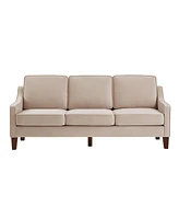 Simplie Fun Velvet 3-Seat Sofa with Wood Legs, Taupe