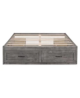 Streamdale Furniture Full Platform Bed With 6 Storage Drawers, Antique Gray