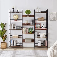 Rustic 5-Shelf Bookshelves and Console Table Set